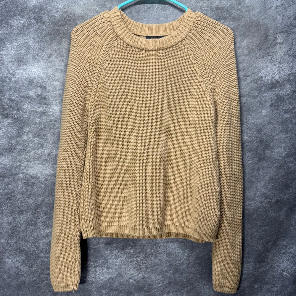 Quince Organic Cotton Fisherman Crew Sweater Camel Tan Womens S Minimalist Basic
